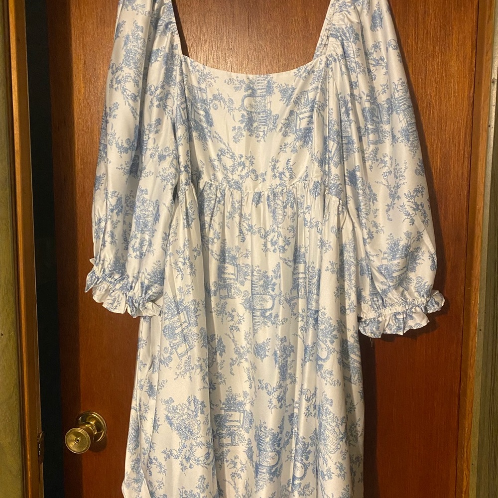 ARULA Blue and White Floral Dress